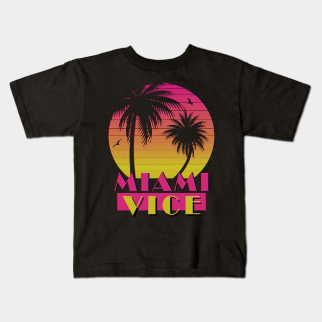 Miami Vice - VHS Sunset Kids T-Shirt by TheSnowWatch